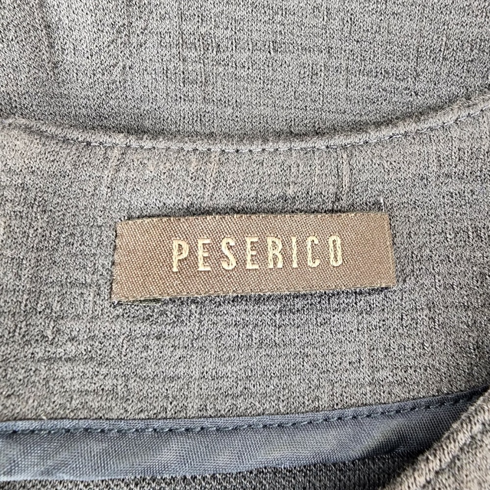 Peserico Gray Textured Cotton Blend Short Sleeve Shift Dress Made in Italy Sz 46 - Picture 2 of 14